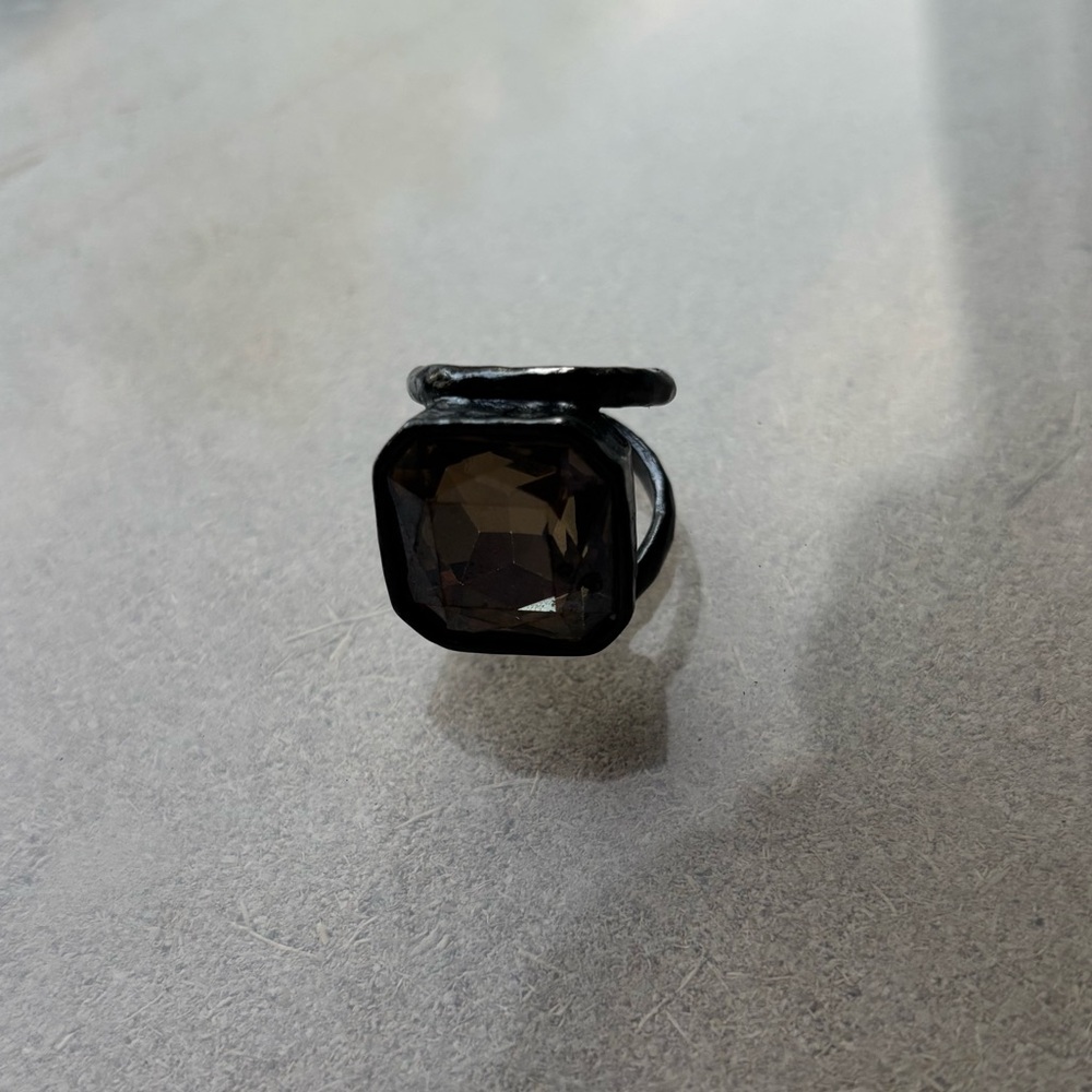 Black Ring with Smoky Gemstone